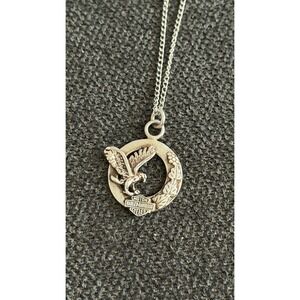 Vintage Harley Davidson 925 Sterling Silver Eagle Pendant Necklace 18" Chain